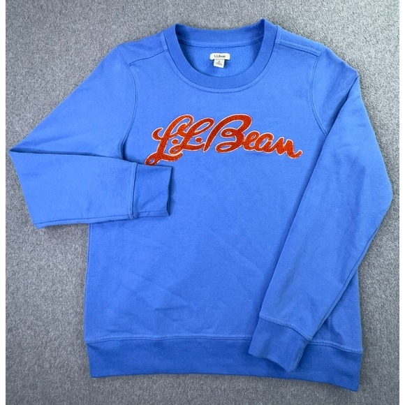 LL Bean 1912‎ Crewneck Sweatshirt Women's S Blue Cursive Spell Out Logo Pullover - Picture 2 of 7
